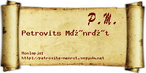 Petrovits Ménrót névjegykártya